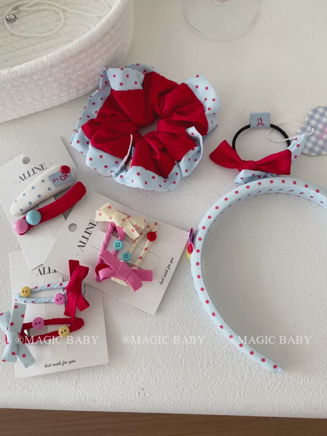 Cute Sweet Polka Dot Button Bowknot Hair Clips for Baby Girls Elegant Fashion Trendy Snap Clips for Kids Child Hair Accessories