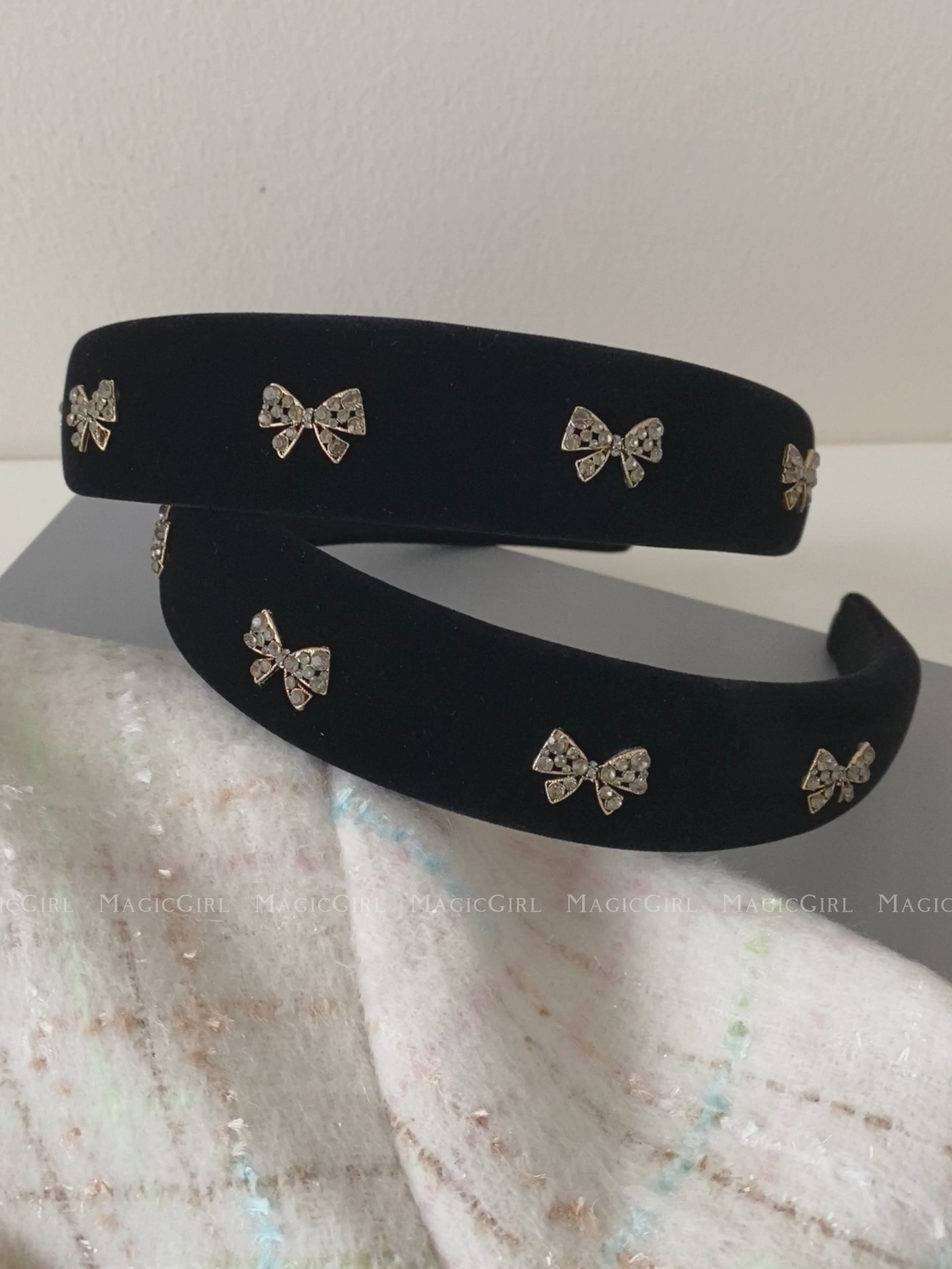Classic Solid Color Glitter Bowknot Thick Head Band for Girls Fashion Chic Trendy Elegant Hair Band for Women  Hair Accessories