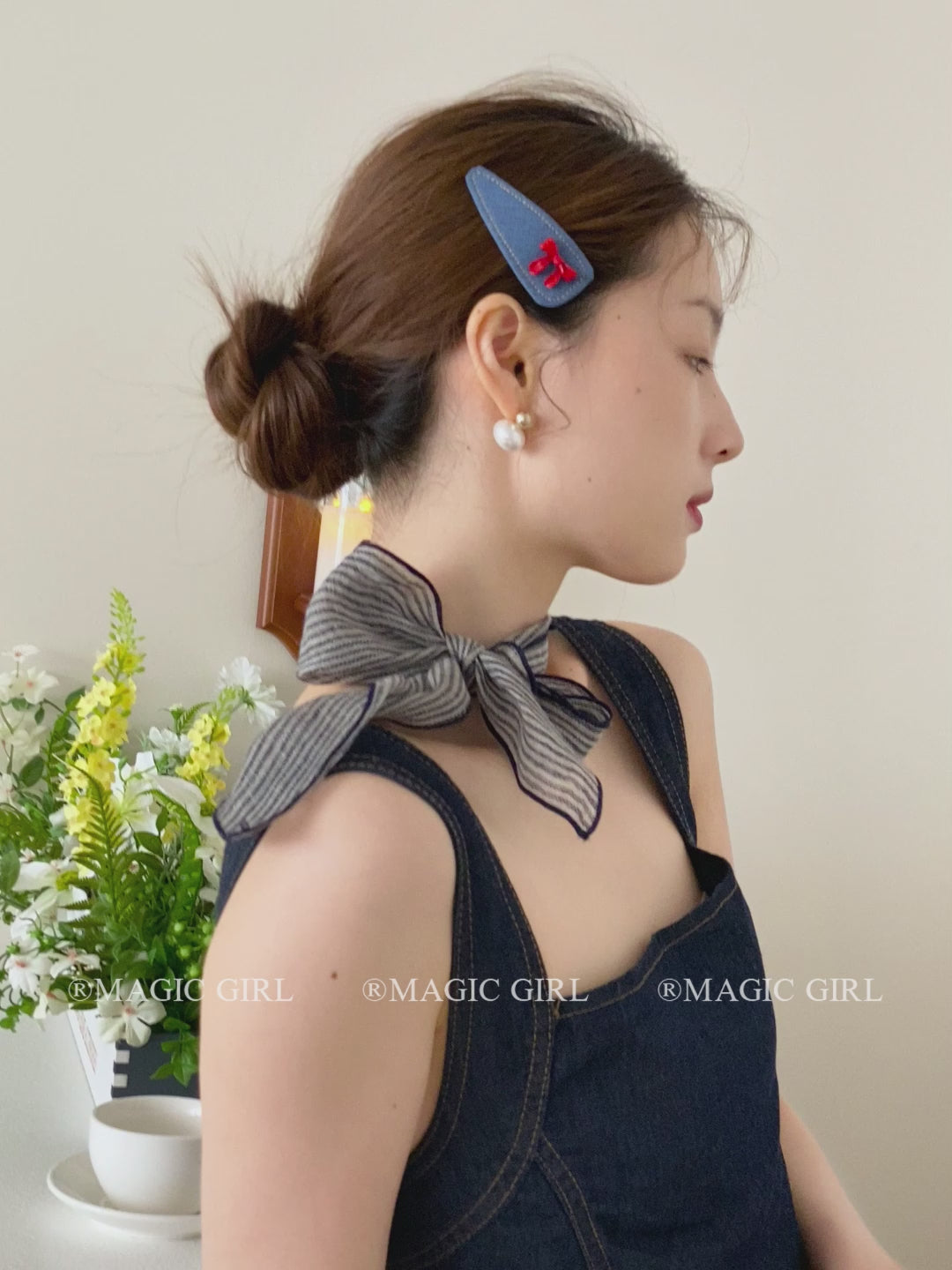 Fashion Demin Solid Color Red Bowknot Hair Clips for Girls Elegant Sweet Cute Haarspange for Women Ladies Hair Accessories Chic