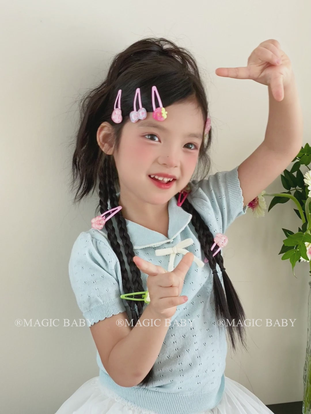 Candy Color Plaid Hair Clips for Kids Sweet Animal Snap Hair Accessories Kawaii Flower Bowknot for Baby Girls for Parties
