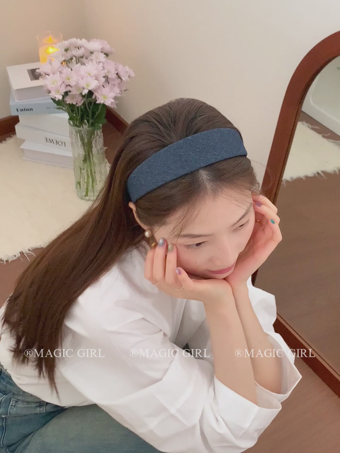 Girls Blue Solid Colored Simple Wide Headbands Elegant Trendy Vintage Customized Wholesale in Stock Women Hairbands Accessories