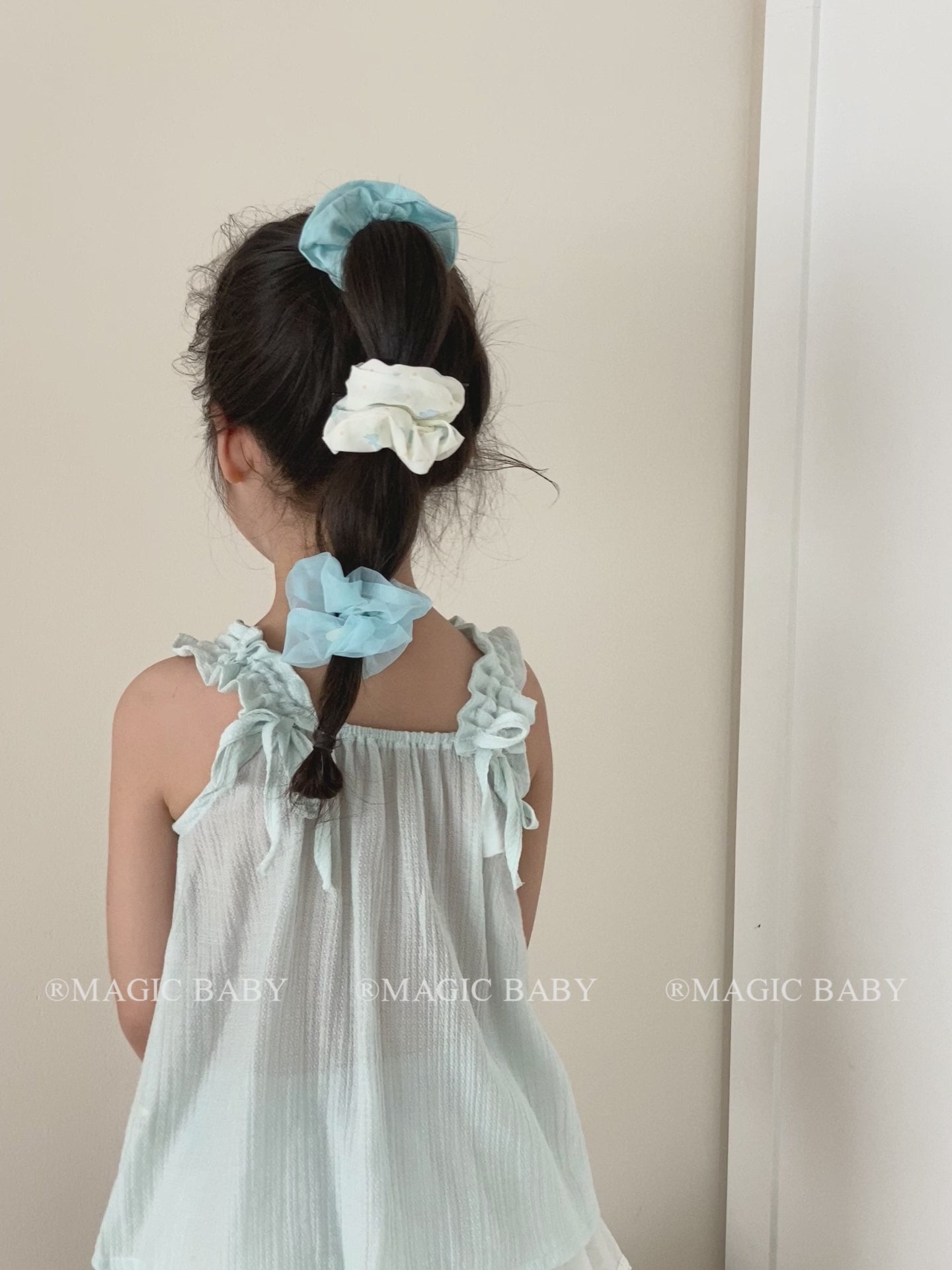 Kids Solid Color Flower Plaid Ponytail Holder Medium Hair Ties Fashion Elegant in Stock Scrunchies Accessories for Children Use