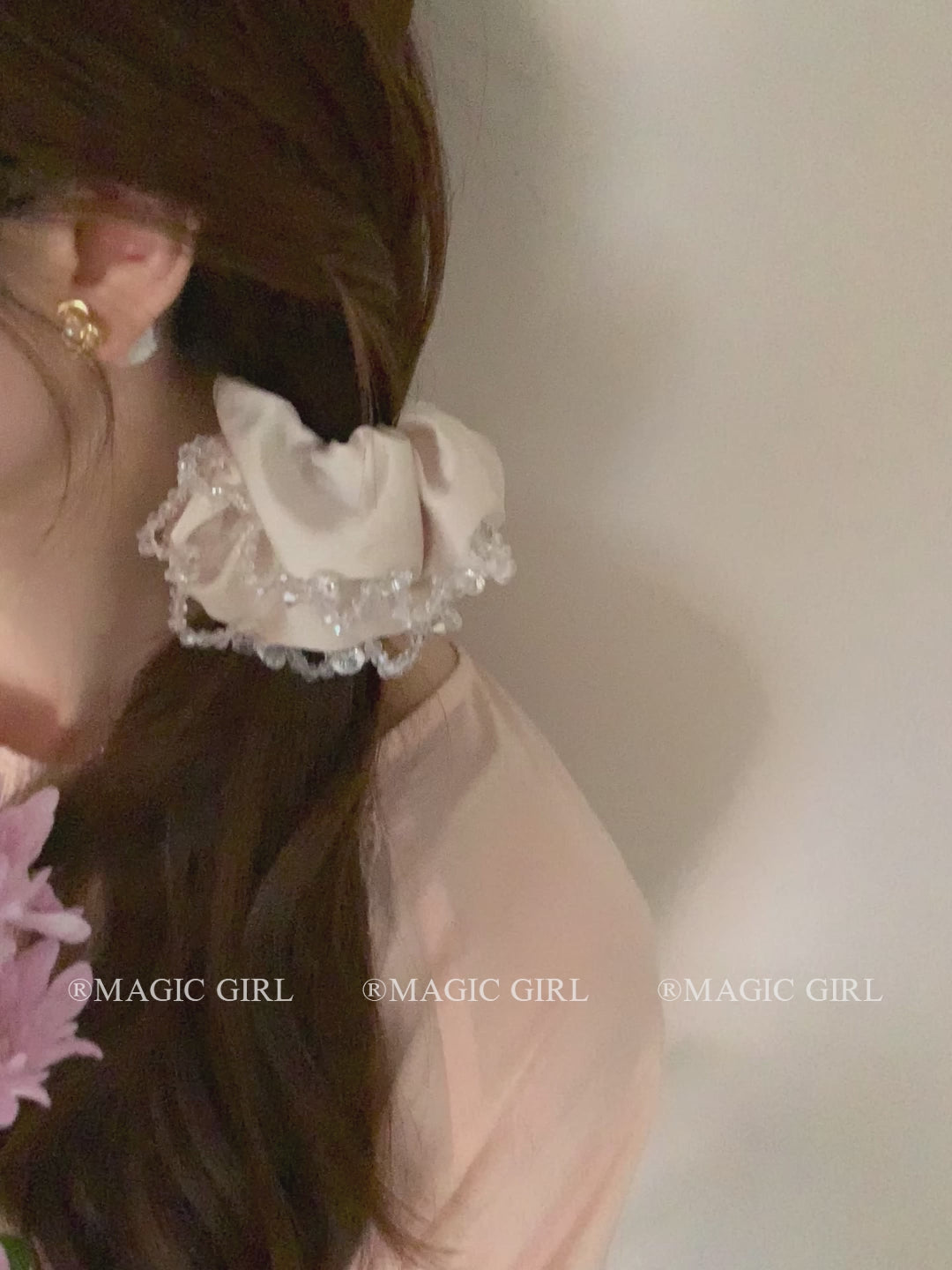 Crystal Lace Hair Scrunchies Elegant Heavy Duty Hair Ties for Women Girls Ponytail Holder Simple Hair Bands Hair Accessories