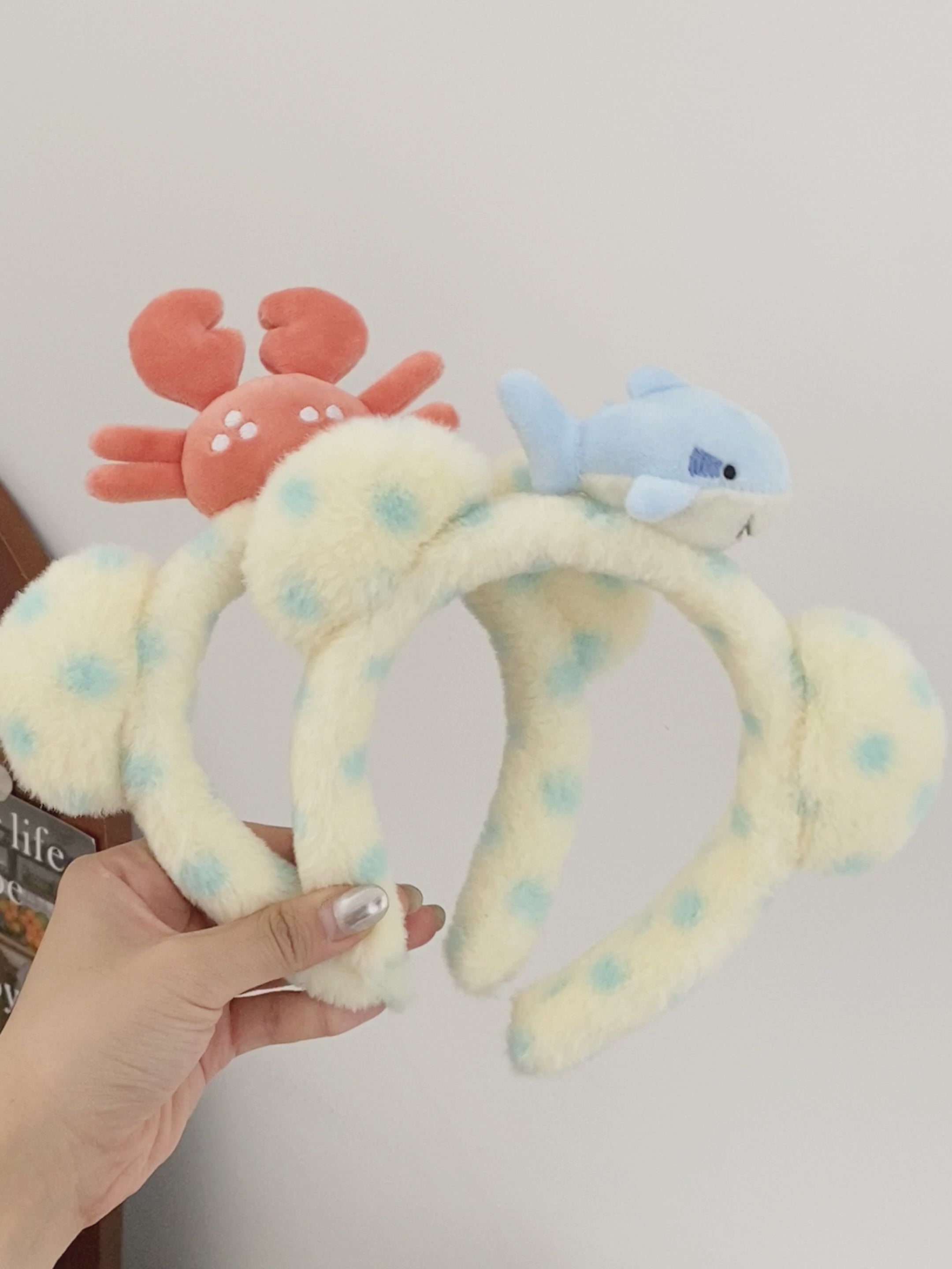 Hot Sale Downy Crab Shark Animals Blue Dots Headbands Sweet Cute Fashion Wholesale in Stock Hairbands Accessories for Daily Use