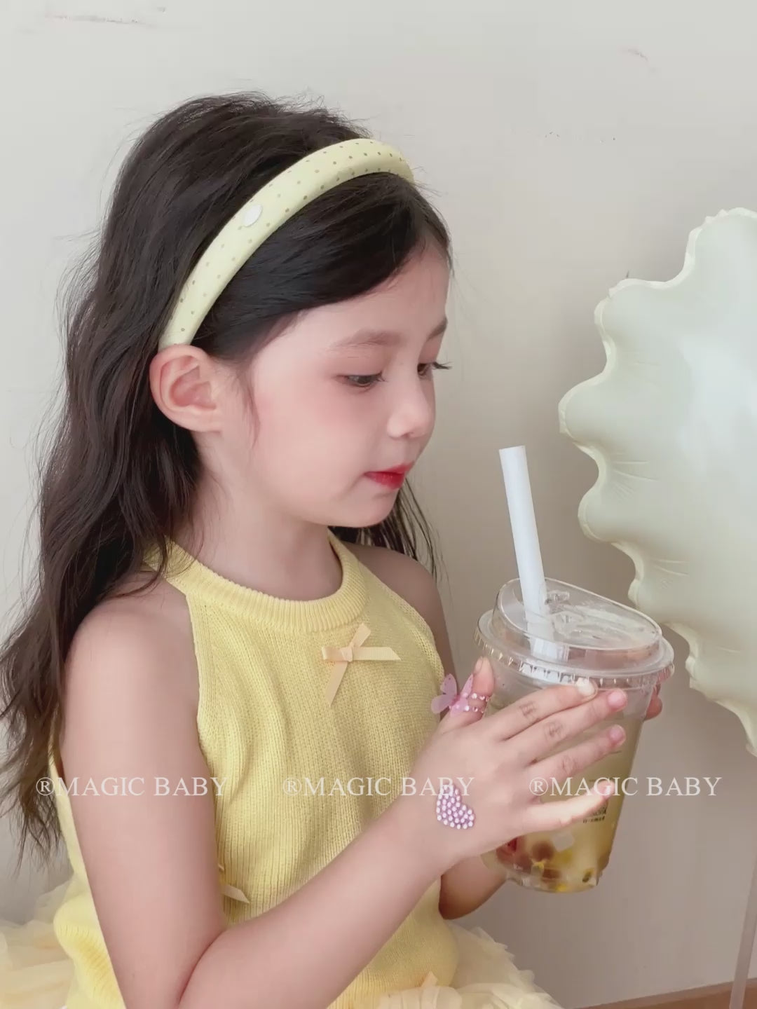 Graceful Simple Yellow Solid Colored Dots Scrunchies Headbands Kids Daily Hair Ties Hairband Accessories