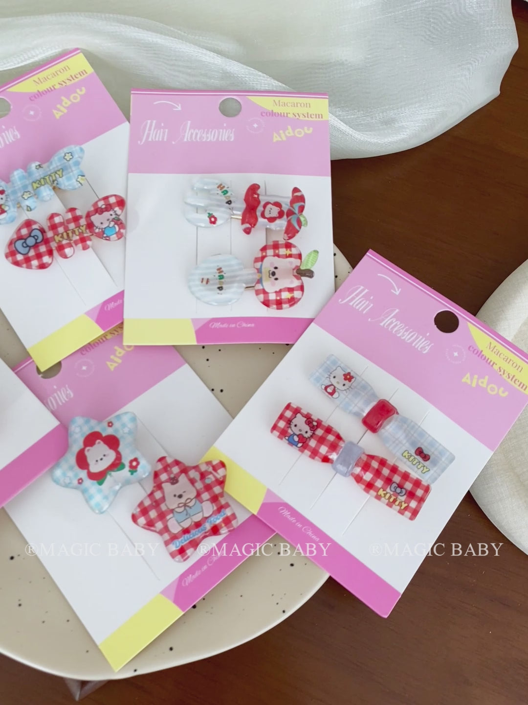 Fashion Cute Kitty Cat Sweet Hair Clips for Baby Girls Animals Star Plaid Alligators for Kids Children Hair Accessories Stylish