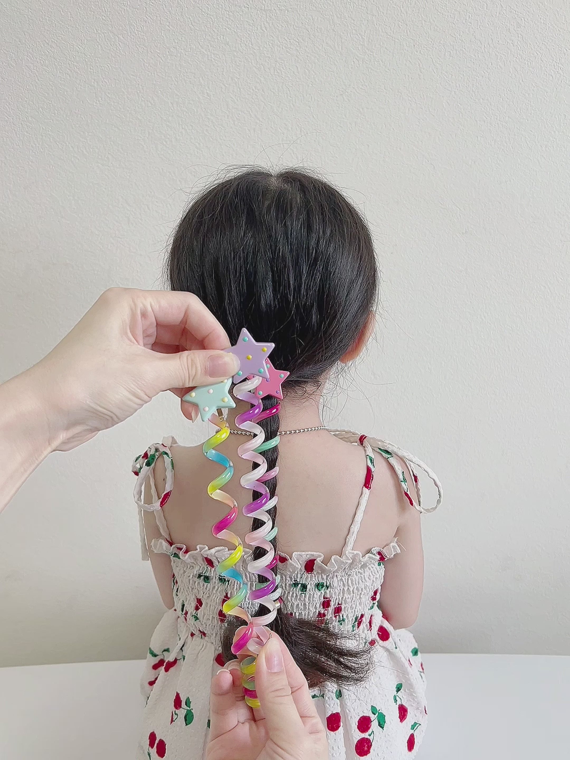 Kids Candy Color Star Telephone Wire Hair Ties Fashion Chic Sweet Cute in Stock Scrunchies Accessories for Children Daily Causal