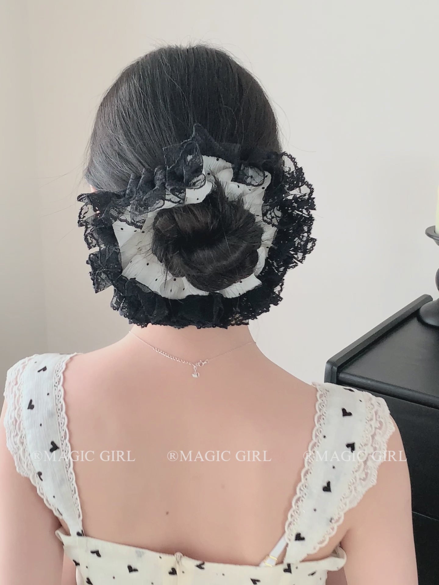Elegant White Dot Scrunchies for Women French Style Hair Ties Trendy Lace Hair Accessories for Party Girls and Ladies