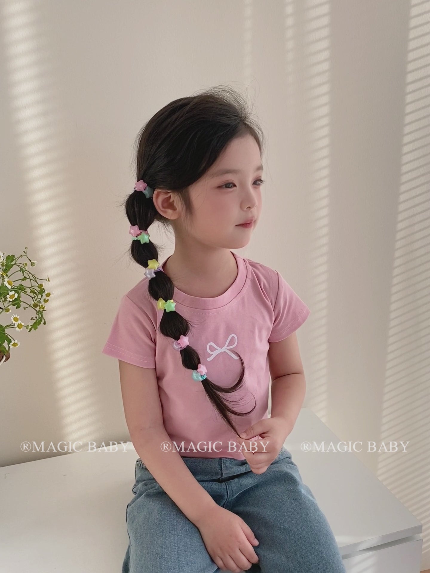 Sweet Cute Kids Hair Ties Candy Color Star Heart Beads Solid Color Small Scrunchies Accessories for Children Wholesale Stock